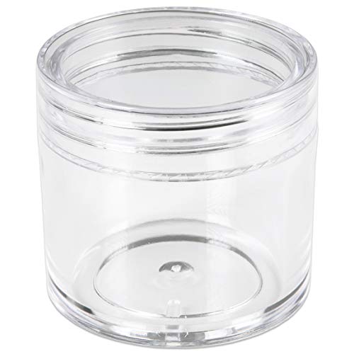 Beauticom 12 Pieces 1 oz. USA Acrylic Round Clear Jars with Flat Top Lids for Creams, Lotion, Make Up, Cosmetics, Samples, Herbs, Ointment (12 Pieces Jars + Lids, CLEAR)