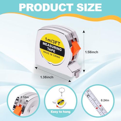 100 Pcs Mini Tape Measure Keychains, Retractable Measuring Tapes