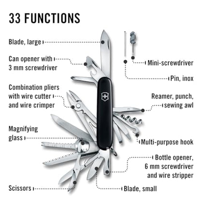 Victorinox Swiss Army Swiss Champ Pocket Knife (Black), 91mm - color: Black, style: SwissChamp
