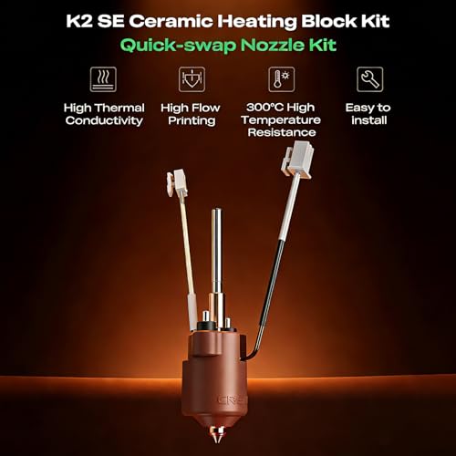 Creality K2 SE Hotend Ceramic Heating Block Kit, 300℃ High Temperature Resistance Heating Block Kit with Heat Sink and Quick Swap Nozzle for K2 SE - style: K2 SE