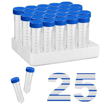 50ml Centrifuge Tubes, 16000 RCF, Flat Top Caps, Racked, 25 Pcs - size: 50ml-Flat Top Cap