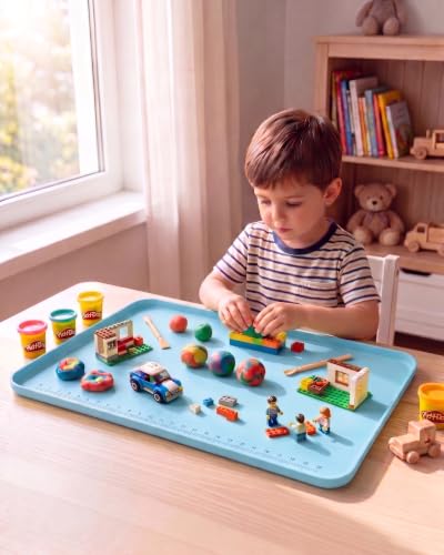 Silicone Mats for Crafts, 24" x 16" Waterproof Non-Slip Playdoh Mat - color: Blue, size: 24" x 16"