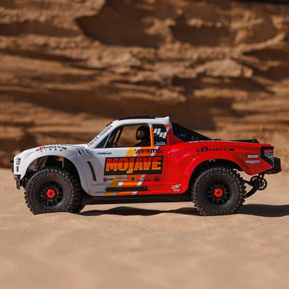 ARRMA Mojave RC Truck 4X4 4S BLX 1/8th Scale Desert Truck RTR (Battery and Charger Not Included), White/Red ARA4404T1