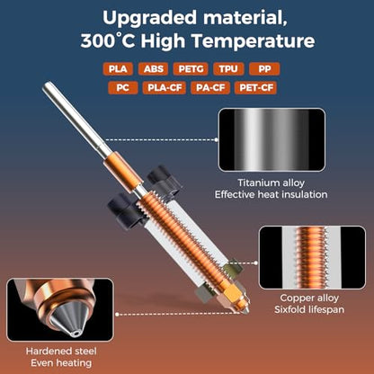 Creality Official K2/K2 Pro Ceramic Heating Block Hotend Kit, Unicorn Quick Swap K2 Nozzle Kit, 300°C High Temperature Resistant, All-Metal Integrated Kit for 3D Printer Creality K2 Combo - style: K2/K2 Pro