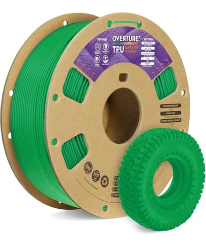 OVERTURE TPU 95A Flexible 3D Printer Filament 1.75mm, 1kg Green - color: 1kg Green, size: TPU