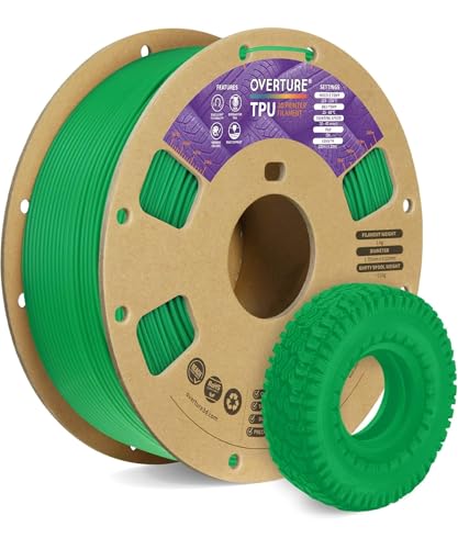 OVERTURE TPU 95A Flexible 3D Printer Filament 1.75mm, 1kg Green - color: 1kg Green, size: TPU