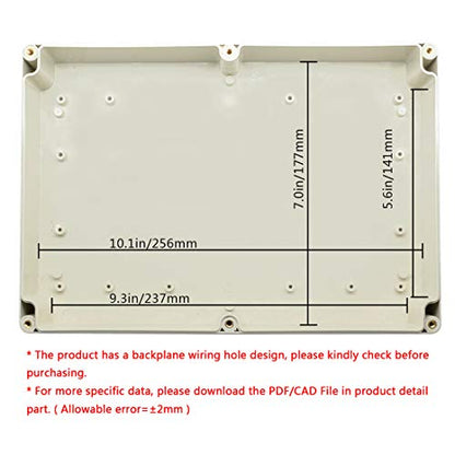 LeMotech Waterproof Dustproof IP65 ABS Plastic Junction Box Universal Electric Project Enclosure Pale Gray 10.4 x 7.2 x 2.4 inch (263 x 182 x 60 mm) - size: 10.4"x7.2"x2.4"