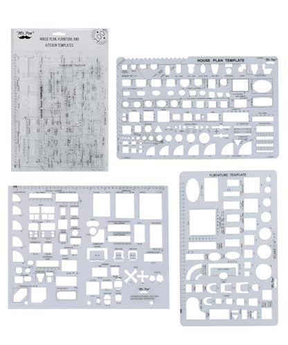 Mr. Pen- House Plan, 3 pcs, Interior Design and Furniture Templates - color: Clear, size: 3 pcs