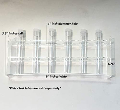 6 Hole Clear Acrylic Plastic Test Tube Bud Vase Spice Rack for Vials Bottles Toothbrush Razor Pen Display Stand