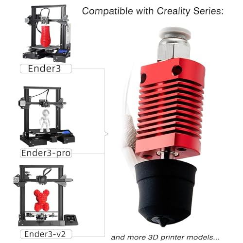 Ender 3 Hotend All-Metal Upgrade: 24V 60W CHC Hotend Ceramic Heating Core Compatible with Ender-3 V2/ 3 Pro/Max/ 5 Pro/Plus/ 6 / CR-10 Hot end Kit Replacment - color: Red set G