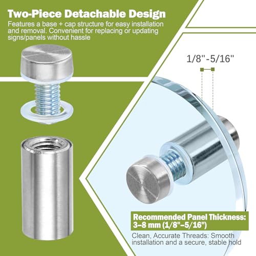 12 x 25mm (Dia. x L) Stainless Steel Standoff Screws - Silver - 4 Pieces - color: Silver, size: 12 x 25mm / 0.47" x 0.98"