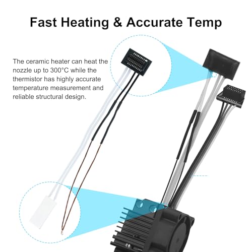 P1P, P1S Hotend Kit for Bamboo LAB P1 Series 3D Printer, with Fan, hot end ,Thermistor, Ceramic Heater, 0.2/0.4/0.6/0.8mm Hardened Steel Nozzle and Extruder Heating Block Replacement