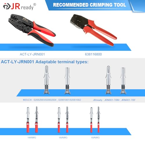 JRready ST6428 Power Connector 9 Pin (4 Matched Sets), 2.13mm Diameter Pin and Sockets 14-20 AWG, Compatible with Molex MLX Power Connector 9 Pin, 6.35mm Pitch,Free Hanging - size: MLX 9Pin Connector