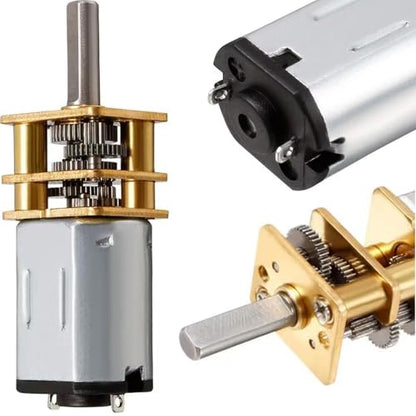 12V 60RPM Micro DC Gear Motor with All-Metal Gear Box Motor GA12-N20 3mm Shaft High Torque Gear Motor, Suitable for Robot Models, Reinforced Concrete Cars, DIY RC Toys - (2 pcs)