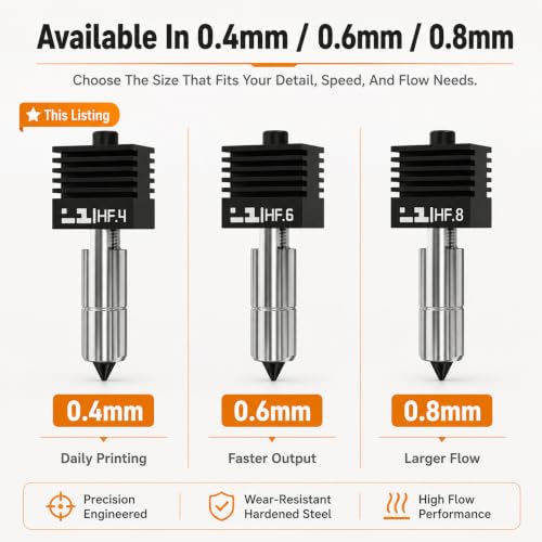 Compatible with Bambu lab a1 Nozzle 0.4mm High Flow Nozzle for 3D Printer - size: 0.4mm
