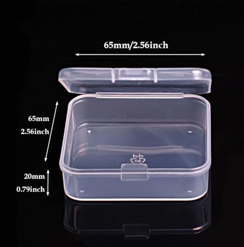 Mini Storage Containers Box, Square Clear Plastic Organizer with Hinged Lid, 2.5x2.5 Inches for Beads, Game Pieces, Crafts and Small Items