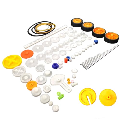 EUDAX 82 pcs Plastic Gear Package Kit - DIY Gear Assortment Accessories Set for Toy Motor Car Robot Various Axle Belt Bushings - size: Small