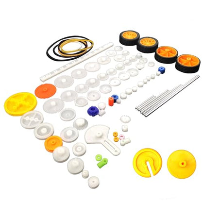 EUDAX 82 pcs Plastic Gear Package Kit - DIY Gear Assortment Accessories Set for Toy Motor Car Robot Various Axle Belt Bushings - size: Small
