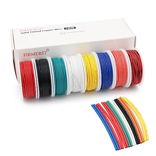 FIRMERST 24 Gauge 40 Feet Solid Core Tinned Copper Hook Up Wire, 8 Colors - size: 40FT, style: 24AWG-8C