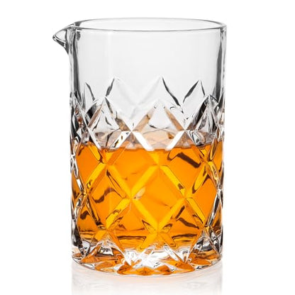 Cocktail Mixing Glass, 18.5oz Crystal Mixing Glass, Thick Bottom Bar Stiring Glasses, Bartender Mixing Jug for Manhattan, Martini, Whiskey - color: Transparent, size: 18.5 Ounces