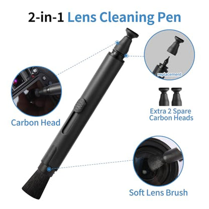 Camkix 14-in-1 Camera Lens Cleaning Kit - Includes Advanced Large Silicone Air Blower, 2in1 Lens Cleaning Pen, Dry Swabs, Cleaning Paper, 30 ML Optical Lens Spray for Mirrorless Cameras, APS-C, DSLR - color: 14 in 1