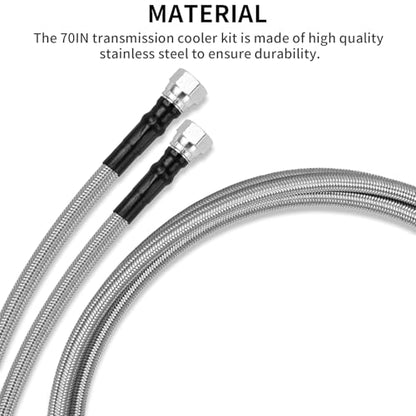 Mupera 6AN 70" Transmission Cooler Lines - 304SS Braided Lines Direct Fit - color: White, size: 70 Inch