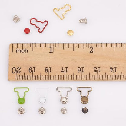 100 Sets 10 Colors Mini Overall Buckles, Doll Mini Alloy Buckles Overall Buckle and Studs Gourd Buckle Doll Button Accessories for Dolls Making Sewing Craft Supplies