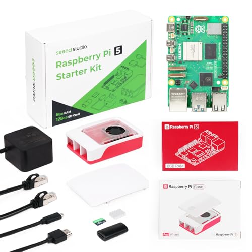 Raspberry Pi 5 Essentials Starter Kit PRO (128GB Edition) (8GB RAM) Micro SD Card Pre-Loaded 64-bit OS, Type-C Power Supply, Active Cooling Case for Edge AI, Docker & Pro Workstation - size: 8GB Starter Kit