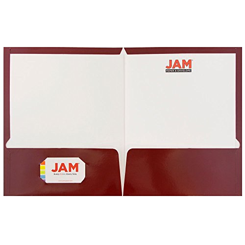 JAM PAPER Laminated Two Pocket Glossy School Folders - Letter Size - High Gloss Maroon Red - 6/Pack - color: Maroon, size: Pack of 6 Folders