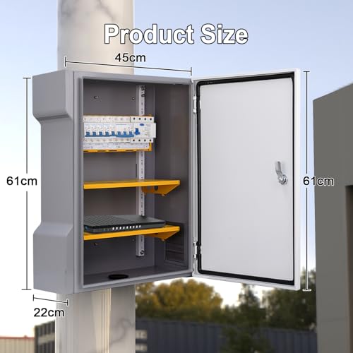 Electrical Junction Box Metal 23.6"x17.7"x7.9" Waterproof Steel Enclosure Weatherproof Project Box with Internal Mounting Panel Hinged Cover - size: 23.6"x17.7"x7.9"