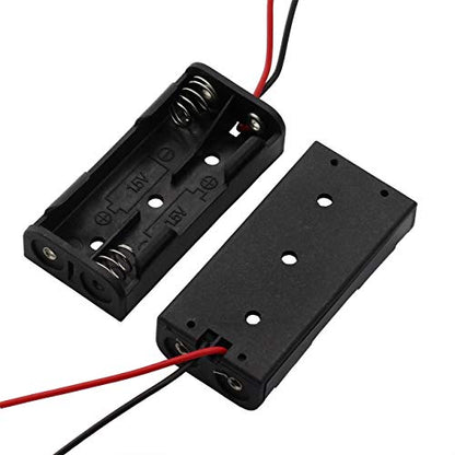 6 Pieces 2 Slots x 1.5V AAA Battery Case Holder Battery Spring Clip Storage Box with 6 inches Wire Leads - size: 6 x 2 Slots AAA without Switch