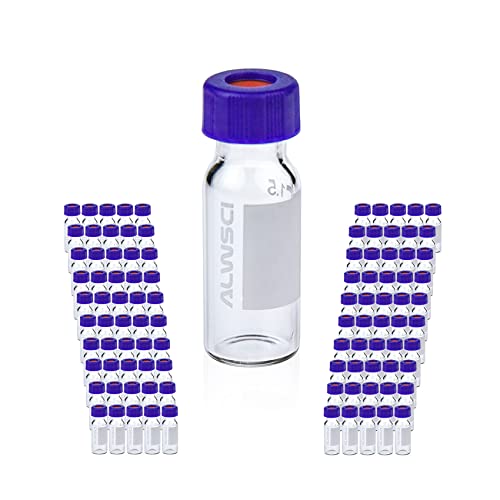 2ml Autosampler Vial, 9-425 HPLC/GC Sample Vials with Screw Caps, 100 PCS - color: Clear Vial & White PTFE Red Silicone Liner