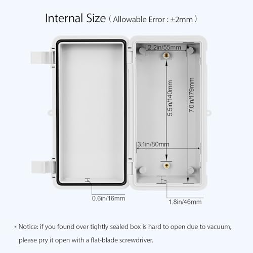 Junction Box ABS Plastic IP65 Waterproof Dustproof Universal Electrical Enclosure Hinged Shell Outdoor and Indoor Usage Project Box, 7.9"x 3.9"x 2.7"(200x100x70mm), Grey - size: 7.9" x 3.9"x 2.7" (1pc)