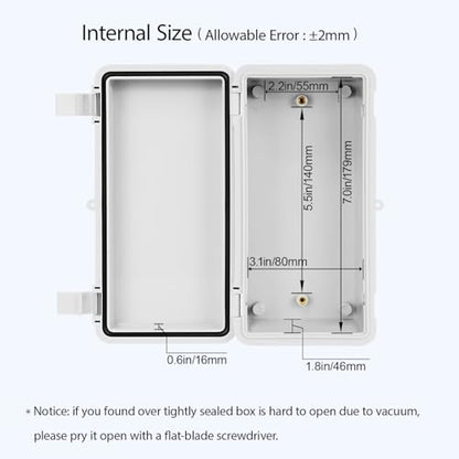 Junction Box ABS Plastic IP65 Waterproof Dustproof Universal Electrical Enclosure Hinged Shell Outdoor and Indoor Usage Project Box, 7.9"x 3.9"x 2.7"(200x100x70mm), Grey - size: 7.9" x 3.9"x 2.7" (1pc)