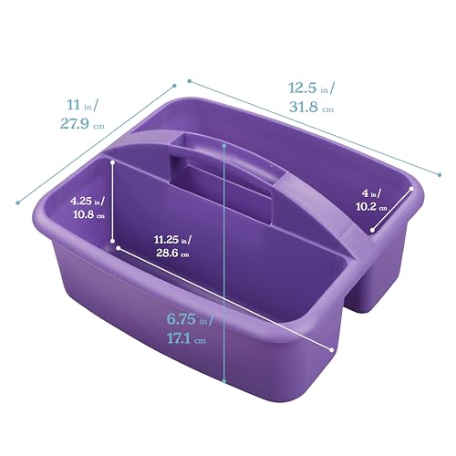 ECR4Kids 2-Compartment Large Storage Caddy Organizer, 6-Pack, Primary - color: Primary