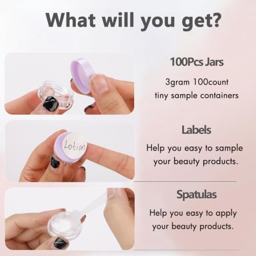 3 Gram Sample Containers 100 Count Empty Lip Balm Containers with Labels - color: Purple