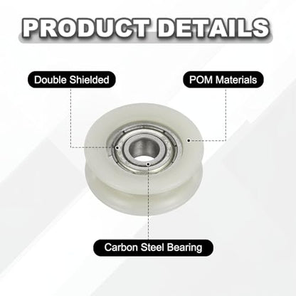 uxcell 10Pcs 605ZZ POM Pulley U-Groove Ball Bearing, 5x21x7mm, Beige - color: Beige, size: 5x21x7mm, 605ZZ