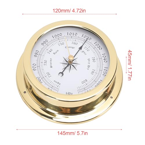 GLOGLOW Brass Marine Barometer 4.7In Dial Air Pressure Measuring Instrument