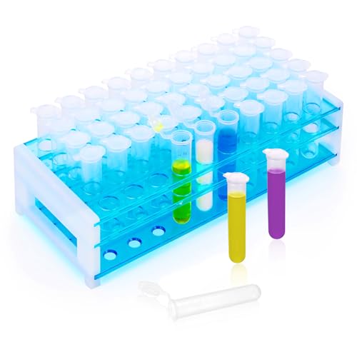 50Pcs 10ml Round Bottom Centrifuge Tubes with 1Pcs Rack