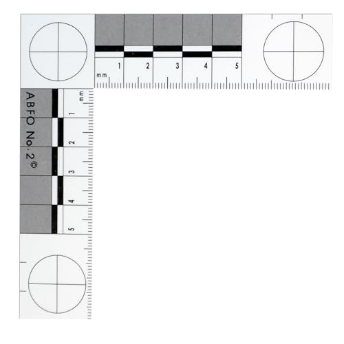 Crime Scene Number 2 Photomacrographic Scale, Metric - 5 Pack - for Bitemark Measurement and Photography - L-Shape