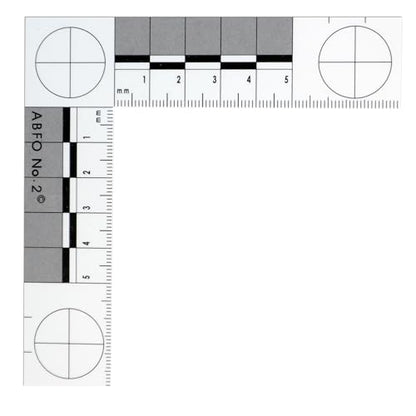Crime Scene Number 2 Photomacrographic Scale, Metric - 5 Pack - for Bitemark Measurement and Photography - L-Shape