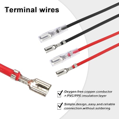 MECCANIXITY 10pcs Double Head Female Spade Crimp Terminal 2.8mm 10cm Wires - size: 2.8mm, 10cm L