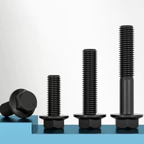 M6-1.0 x 20 mm Flanged Hex Head Bolts Flange Hexagon Screws, Full Thread, Alloy Steel, Zinc Plated, Quantity 20 - size: M6 x 20