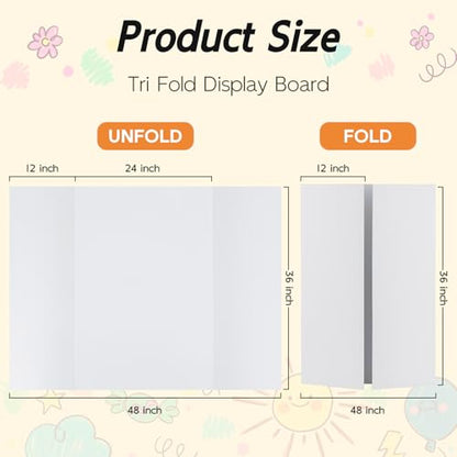 4 Pack Trifold Poster Board, 36x48 White Presentation Display Board - size: 36x48, style: 4 Pack