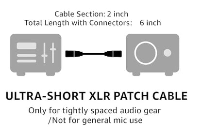 Short XLR Cables 2 Inch Wire/6 Inch Overall 2 Pack,XLR Mic 3 Pin - color: Black-White, size: 2 Inch