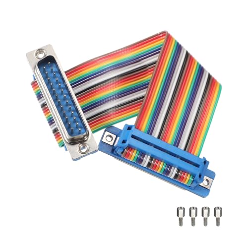 MECCANIXITY IDC Rainbow Wire Flat Ribbon Cable DB25 Male to DB25 Male 3.9 Inch Length 2.54mm Pitch Breadboard Jumper Wires for Electronic Projects - size: 3.9 Inch, style: DB25 Male to DB25 Male