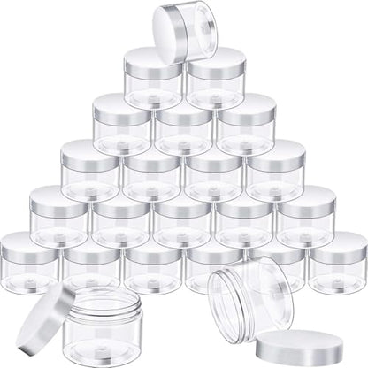 SATINIOR 24 Pcs Clear Plastic Jars with White Lids,1oz - color: White Lid, size: 1 oz