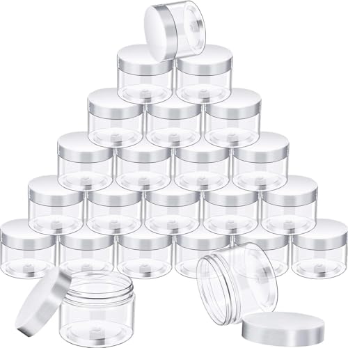 SATINIOR 24 Pcs Clear Plastic Jars with White Lids,1oz - color: White Lid, size: 1 oz
