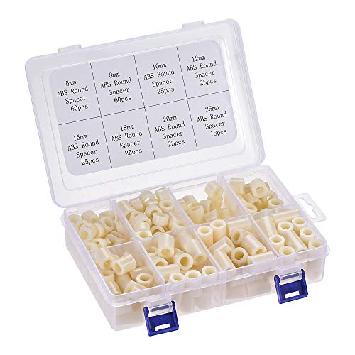 uxcell 8 Sizes 263pcs ABS Round Spacer Assortment Kit ID 8.2mm OD 14mm