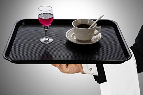 Eslite Rectangular Plastic Serving Trays, Black, Set of 6 - color: Black